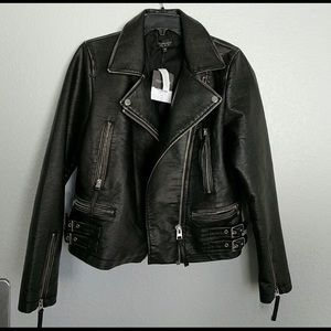 TOPSHOP ELLIE BLACK FAUX LEATHER JACKET